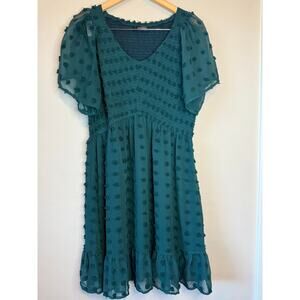 Boho/cottagecore Tecrew Emerald Green Midi dress